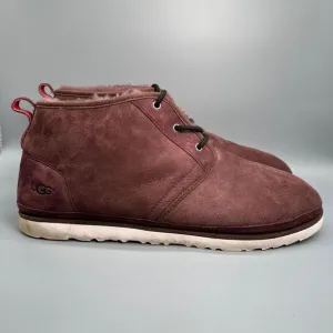 UGG Neumel Mens Size 18 Shoe Ankle Bootie Maroon Burgundy Fur Lined Lace Up Boot