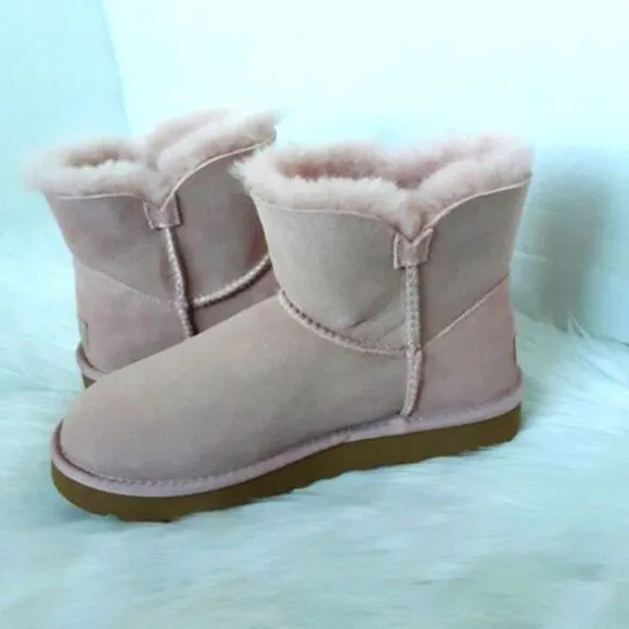 UGG Pink Leather Women's size 6M Short Winter Boot