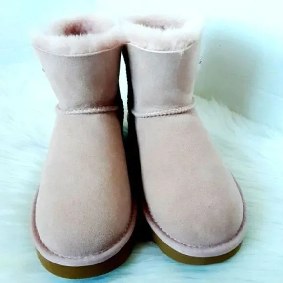 UGG Pink Leather Women's size 6M Short Winter Boot