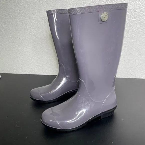 UGG Womens Boots Size 7 Gray Rubber Rain Outerwear Winter Casual Pull On