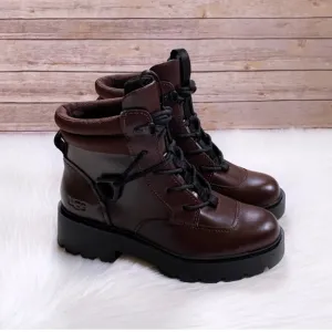 UGG Women's Tioga Waterproof Leather Hiking Style Boots burgundy