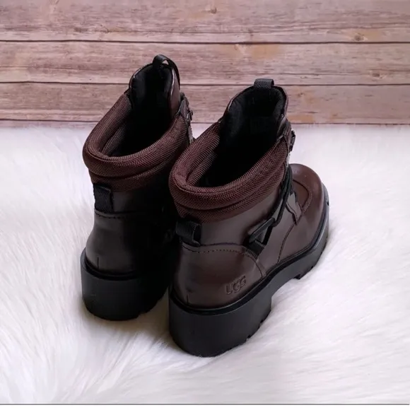 UGG Women's Tioga Waterproof Leather Hiking Style Boots burgundy