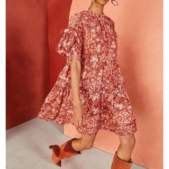 ULLA JOHNSON fawn dress in coral size 0
