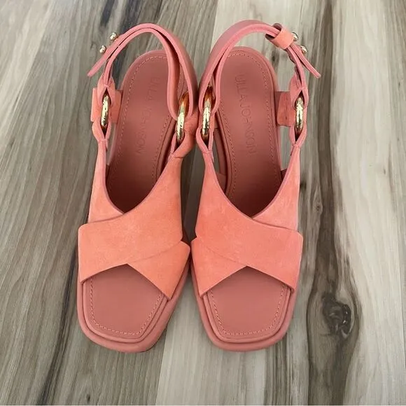 Ulla Johnson Filippa Suede Salmon Pink Slingback Sandals Heels size 35 (5)