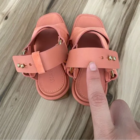 Ulla Johnson Filippa Suede Salmon Pink Slingback Sandals Heels size 35 (5)