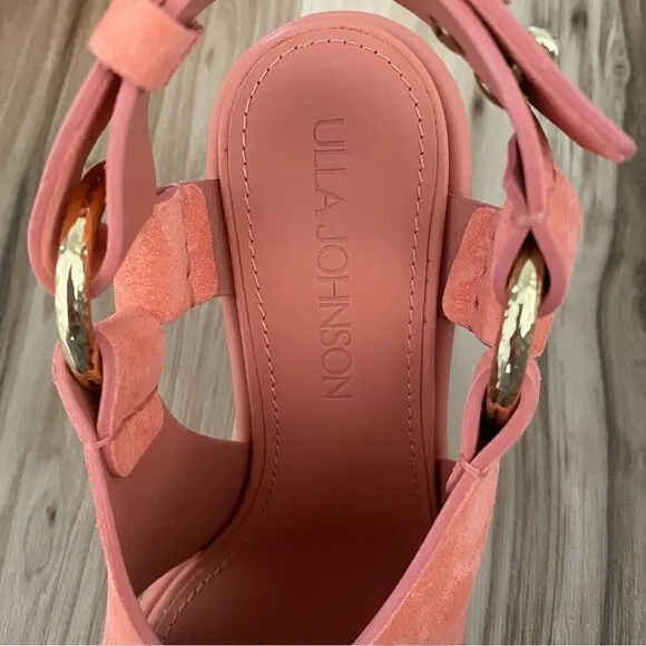 Ulla Johnson Filippa Suede Salmon Pink Slingback Sandals Heels size 35 (5)