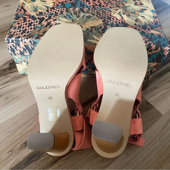 Ulla Johnson Filippa Suede Salmon Pink Slingback Sandals Heels size 35 (5)