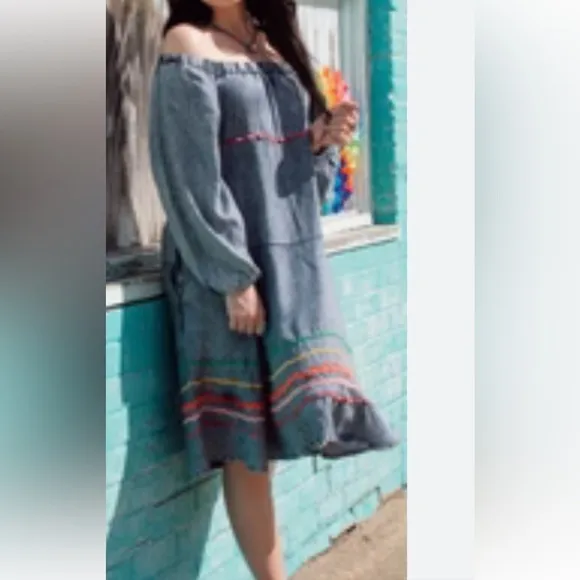 Uncle Franks RicRac blue jean style tiered dress