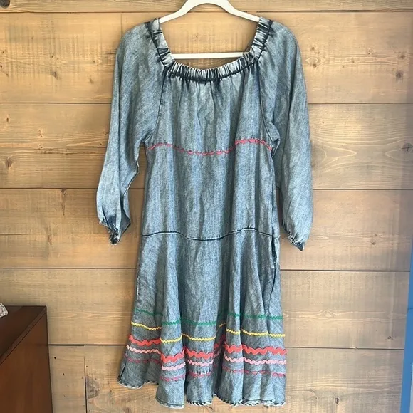Uncle Franks RicRac blue jean style tiered dress