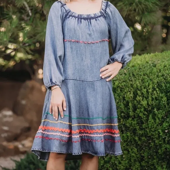 Uncle Franks RicRac blue jean style tiered dress