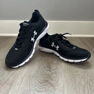 Under Armour Charged Assert 10 Mens 11 Running Shoes Black White UA Sneakers