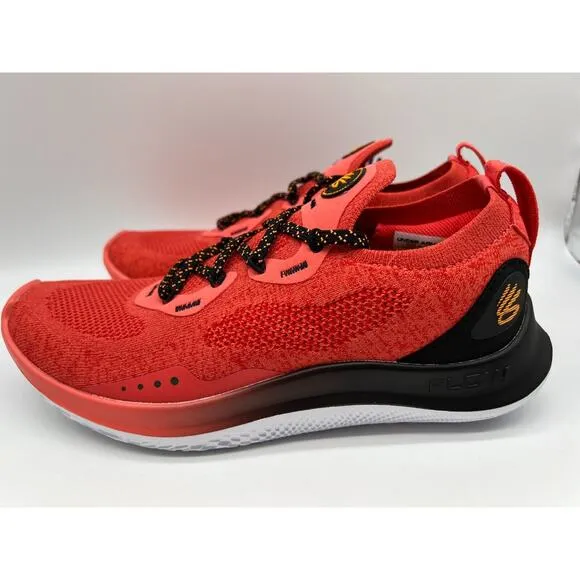 Under Armour Curry Flow Go Mens Running Shoes Coral Red Black 3023814-604 Sz 7🛒