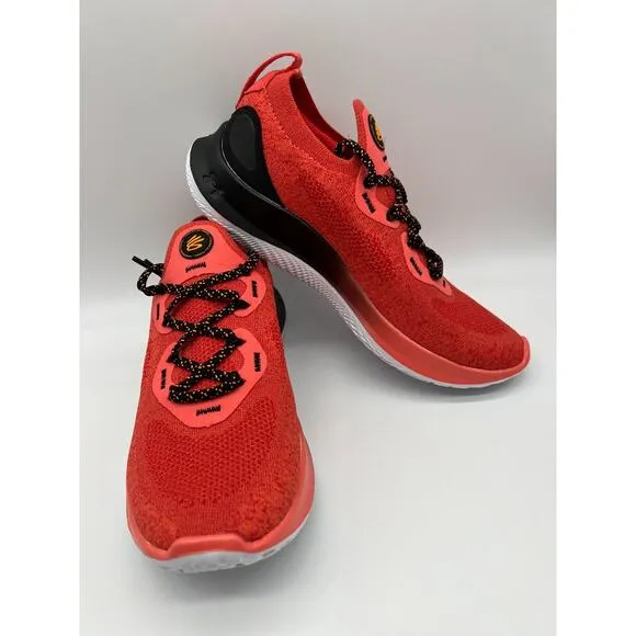 Under Armour Curry Flow Go Mens Running Shoes Coral Red Black 3023814-604 Sz 7🛒