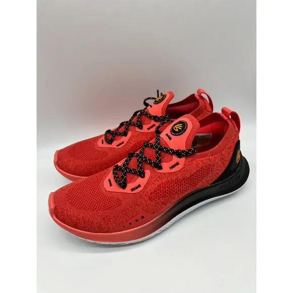 Under Armour Curry Flow Go Mens Running Shoes Coral Red Black 3023814-604 Sz 7🛒