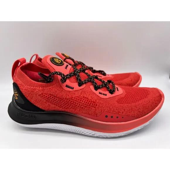 Under Armour Curry Flow Go Mens Running Shoes Coral Red Black 3023814-604 Sz 7🛒