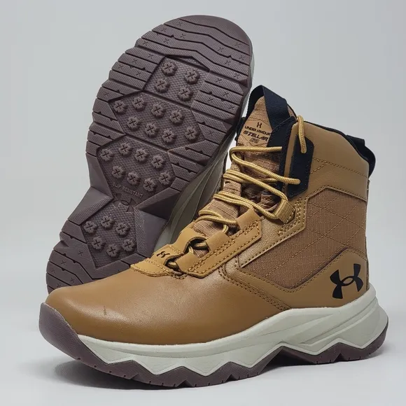 Under Armour Stellar G2 6&quot; Tactical Boots Hiking Brown Outdoor Boys Size 4Y New
