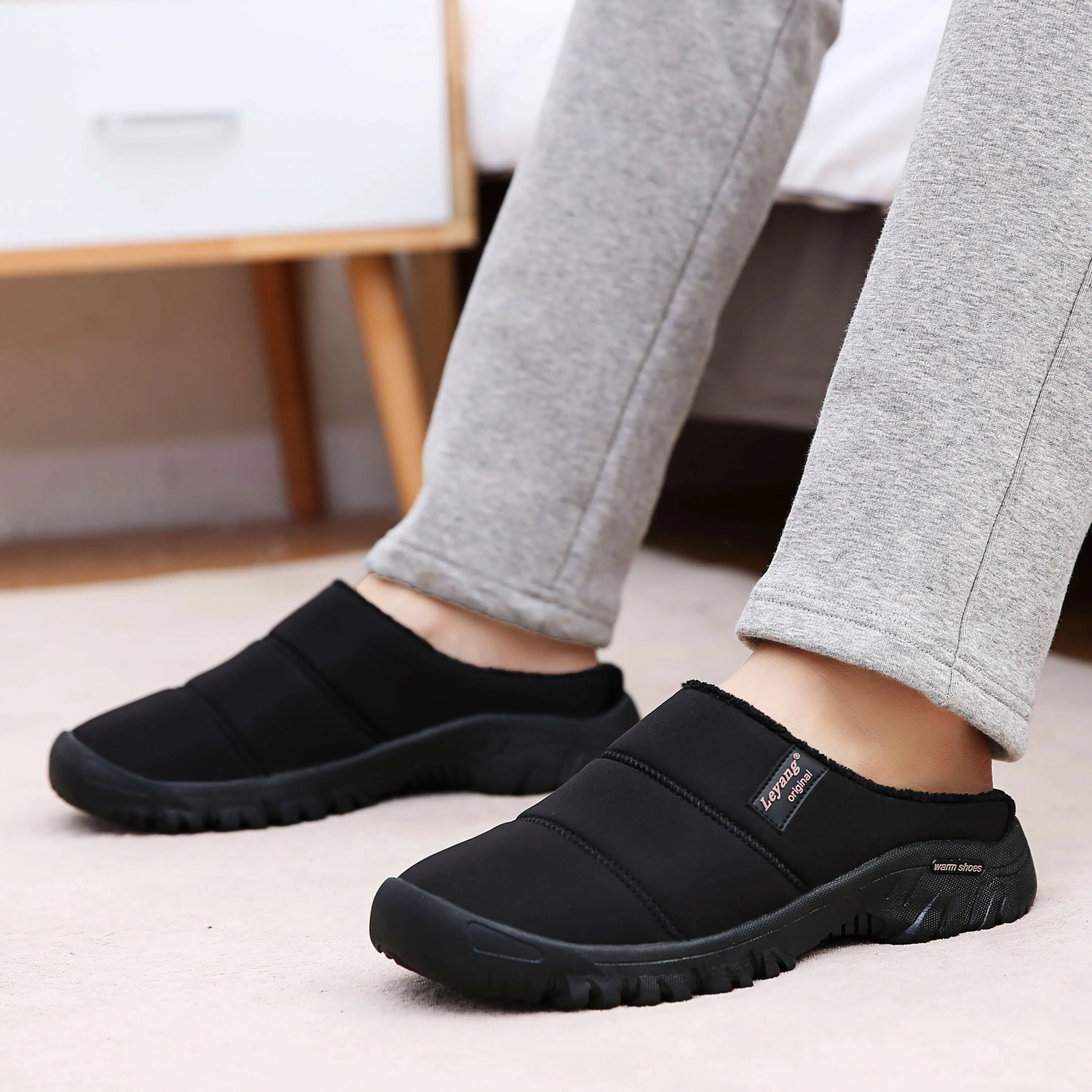 Unisex Men's and Women's Memory Foam Slippers Comfort Knitted Cotton-blend House Shoes Indoor & Outdoor