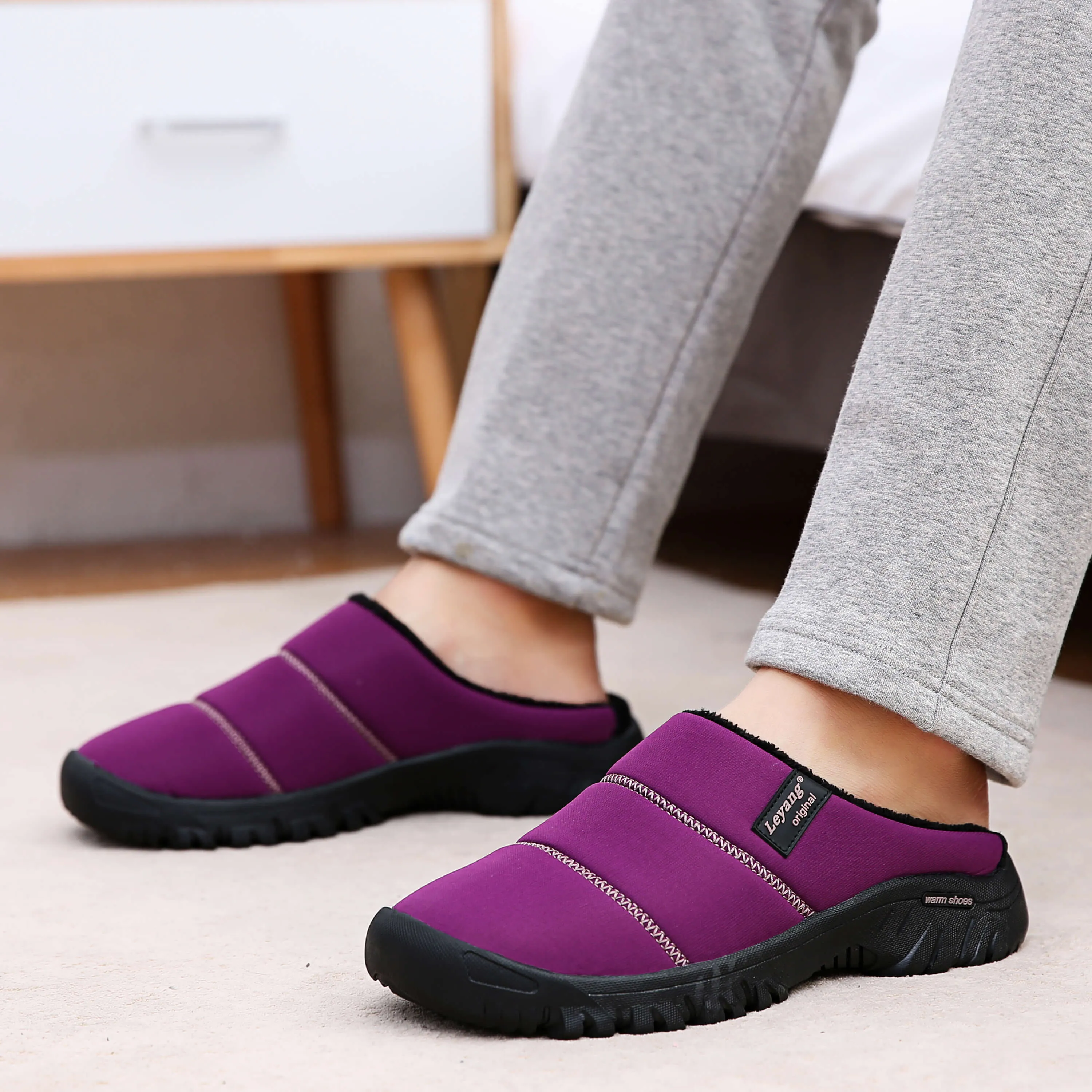 Unisex Men's and Women's Memory Foam Slippers Comfort Knitted Cotton-blend House Shoes Indoor & Outdoor