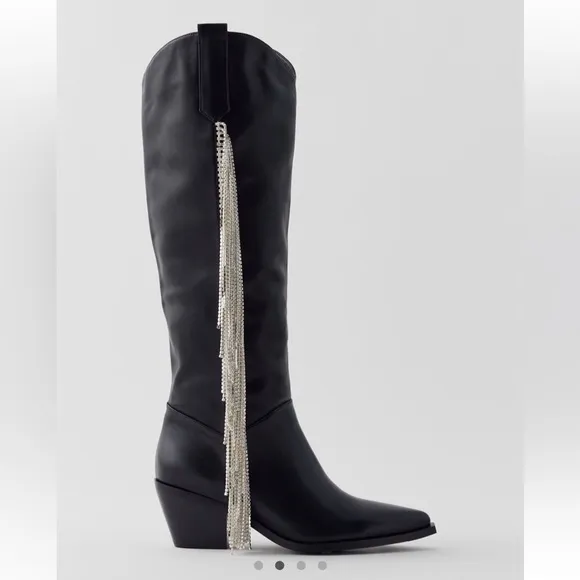 Urban Outfitters Azalea Wang Rhinestone Fringe Cowboy Boots Pointed Western