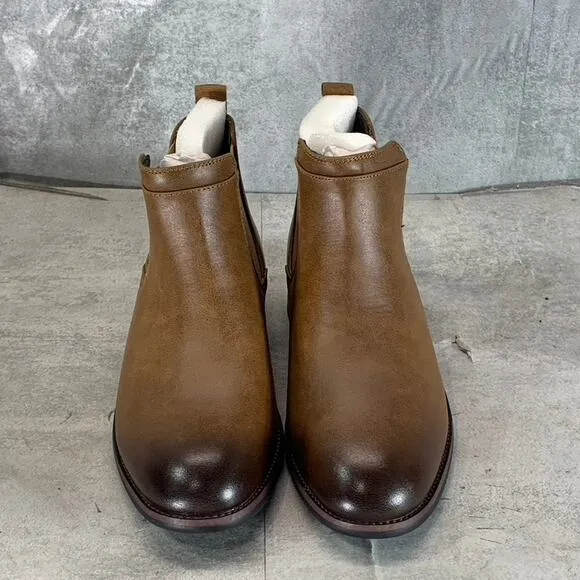 VANCE CO. Men's Chestnut Faux Leather Landon Pull-On Chelsea Dress Boots SZ 8