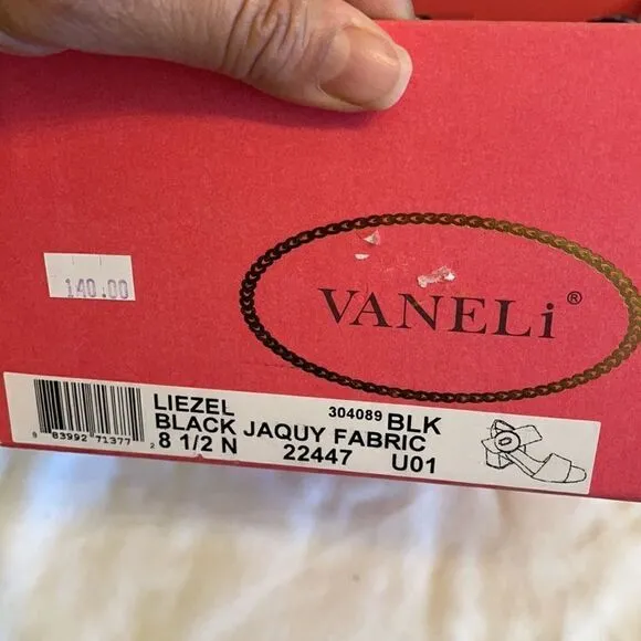VANELI FLORAL BLACK SATIN FABRIC BLOCK HEE…
