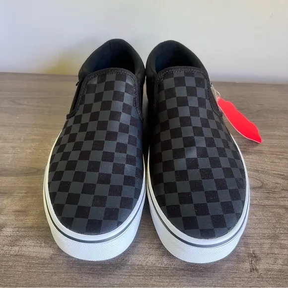 Vans Asher Checkerboard Black Black Men's Slip On Shoe Size 11.5 SKU#24568