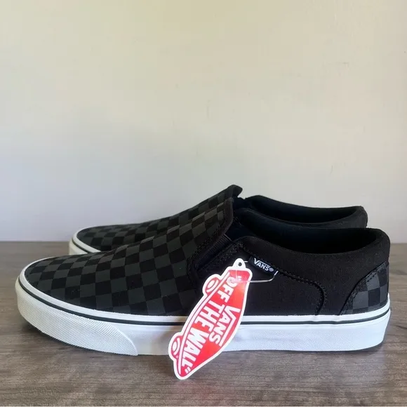 Vans Asher Checkerboard Black Black Men's Slip On Shoe Size 11.5 SKU#24568