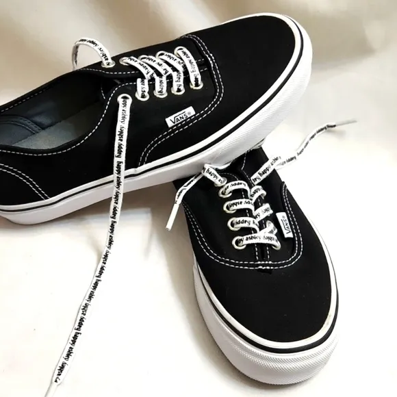 Vans × Ashley Williams Black and White Tetlxt Printed Laces Sneakers (W Size 8)