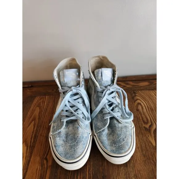 Vans Denim Destroy Womens sz 6 Shoes Tapered Blue Wash Sneaker Sk8-H Top Casual