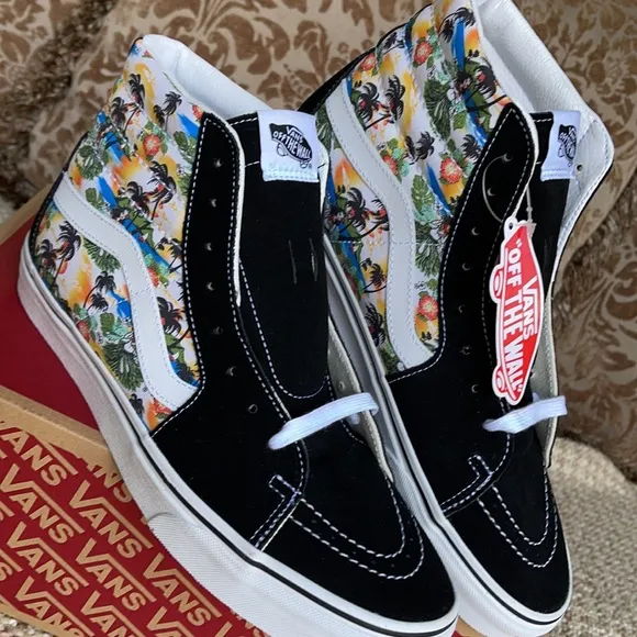Vans Men’s Sk8-Hi ALOHA Black/True White Sneakers
