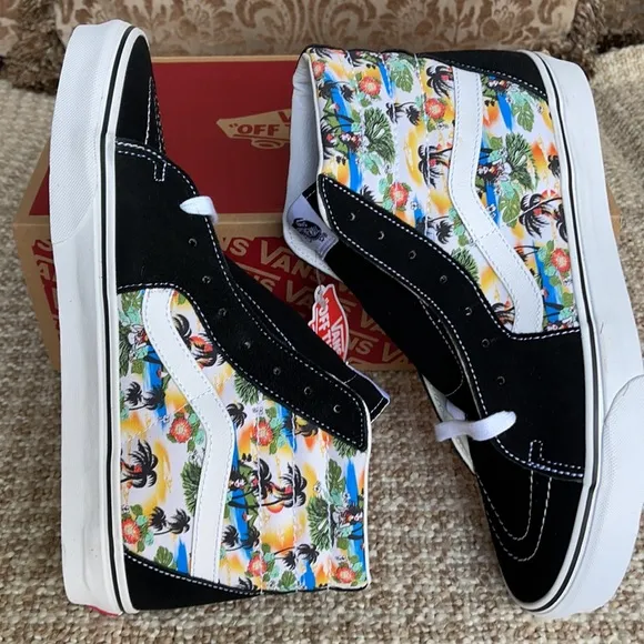 Vans Men’s Sk8-Hi ALOHA Black/True White Sneakers