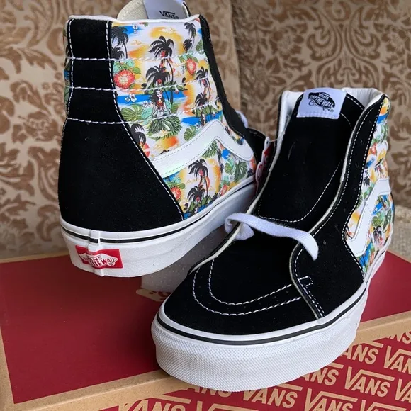 Vans Men’s Sk8-Hi ALOHA Black/True White Sneakers