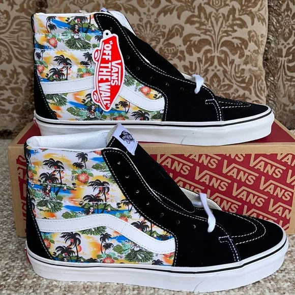 Vans Men’s Sk8-Hi ALOHA Black/True White Sneakers