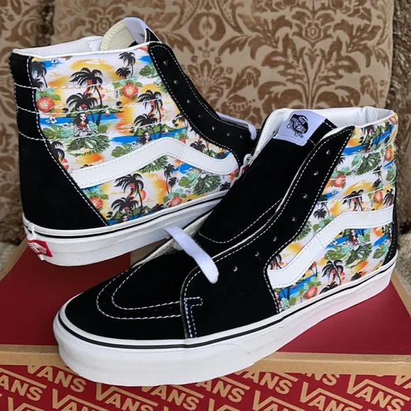 Vans Men’s Sk8-Hi ALOHA Black/True White Sneakers