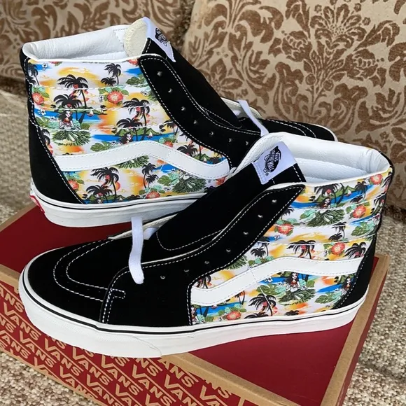 Vans Men’s Sk8-Hi ALOHA Black/True White Sneakers
