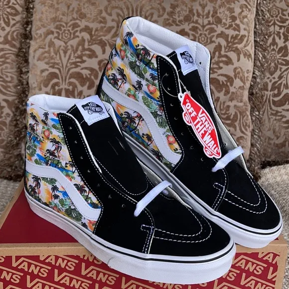 Vans Men’s Sk8-Hi ALOHA Black/True White Sneakers