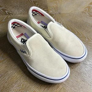 VANS Men’s Suede Upper Skate Slip-On Shoes (Off White) 3.5