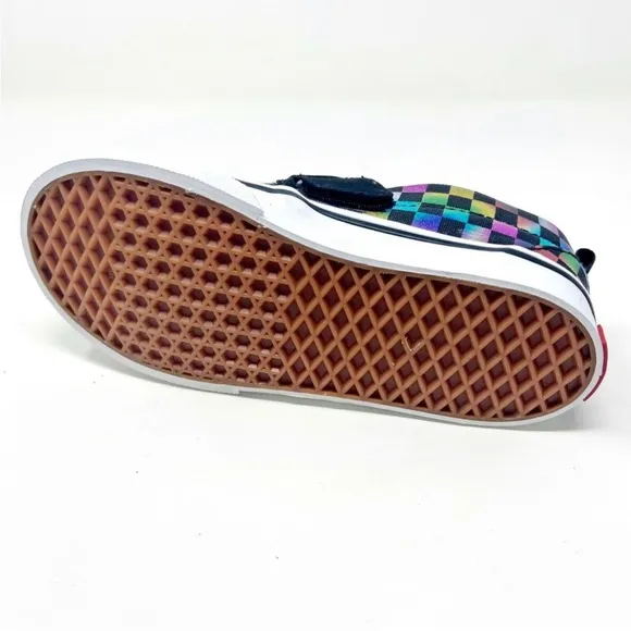 Vans slip on iridescent check black tru white kids NWT HTF!