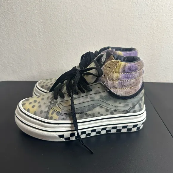 VANS SUPER CUSH SLOUCHED SNEAKER SHOES LEOPARD CHEETAH CHECKER GRay size 7