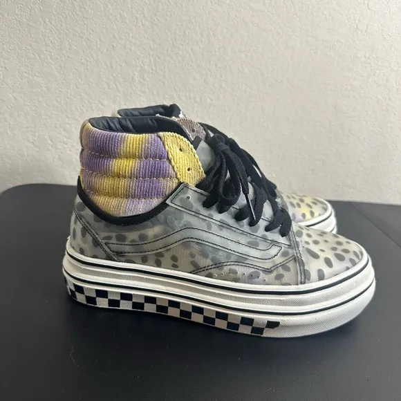 VANS SUPER CUSH SLOUCHED SNEAKER SHOES LEOPARD CHEETAH CHECKER GRay size 7