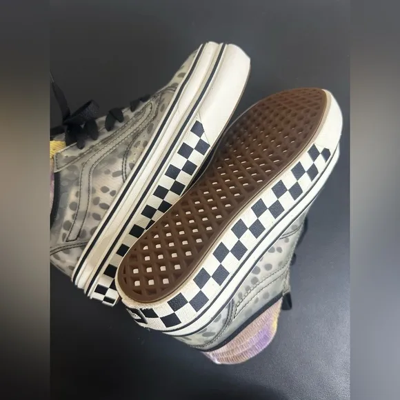 VANS SUPER CUSH SLOUCHED SNEAKER SHOES LEOPARD CHEETAH CHECKER GRay size 7