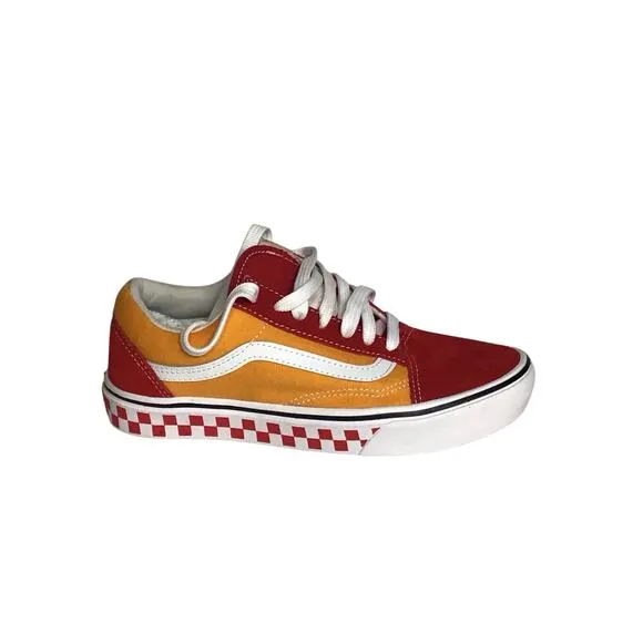 Vans Women Sneakers Sz.6.5 Red/Orange/ White. NWOT ComfyCush ol’ Skool mix tape