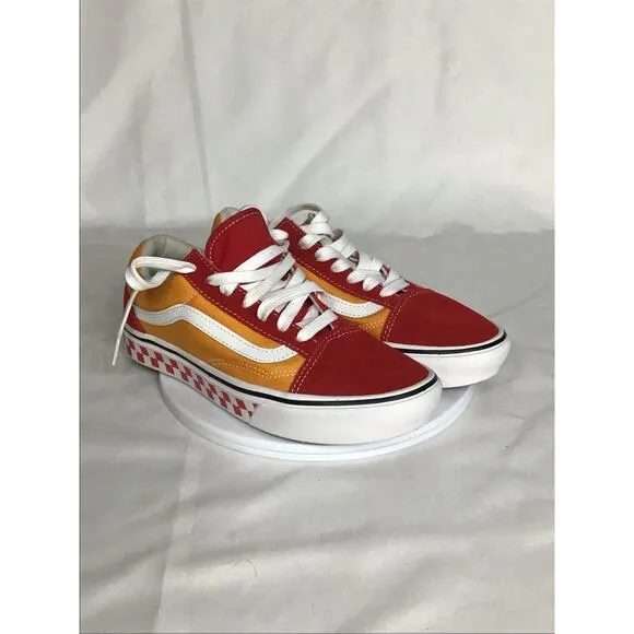 Vans Women Sneakers Sz.6.5 Red/Orange/ White. NWOT ComfyCush ol’ Skool mix tape