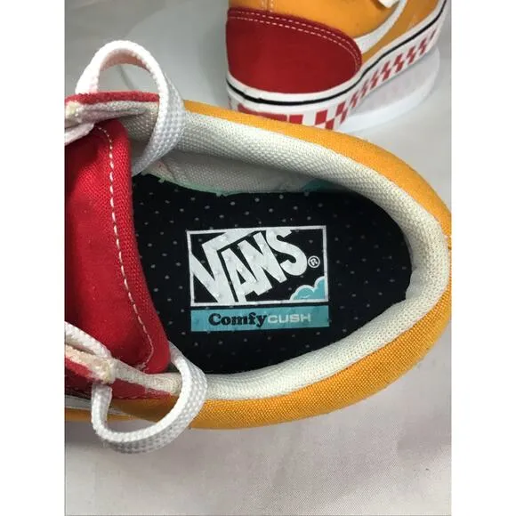 Vans Women Sneakers Sz.6.5 Red/Orange/ White. NWOT ComfyCush ol’ Skool mix tape
