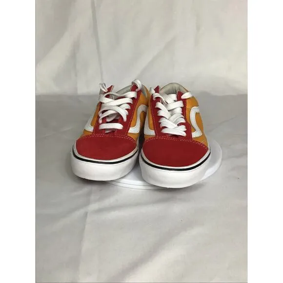 Vans Women Sneakers Sz.6.5 Red/Orange/ White. NWOT ComfyCush ol’ Skool mix tape