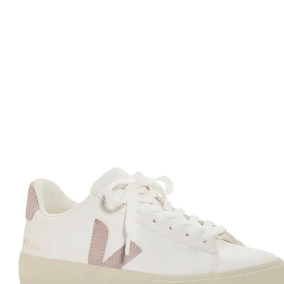 Veja Women's White and Pink Sneakers