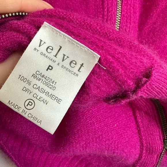 Velvet by Graham &amp; Spencer 100% Cashmere Sweater Fuchsia Purple Small Petite