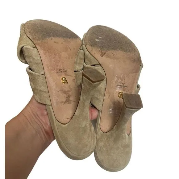 Veronica Beard Tan Alin Suede Sandal Heels Sz. 9.5