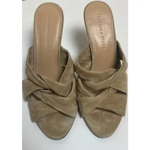 Veronica Beard Tan Alin Suede Sandal Heels Sz. 9.5
