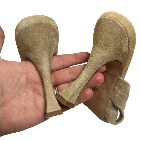Veronica Beard Tan Alin Suede Sandal Heels Sz. 9.5